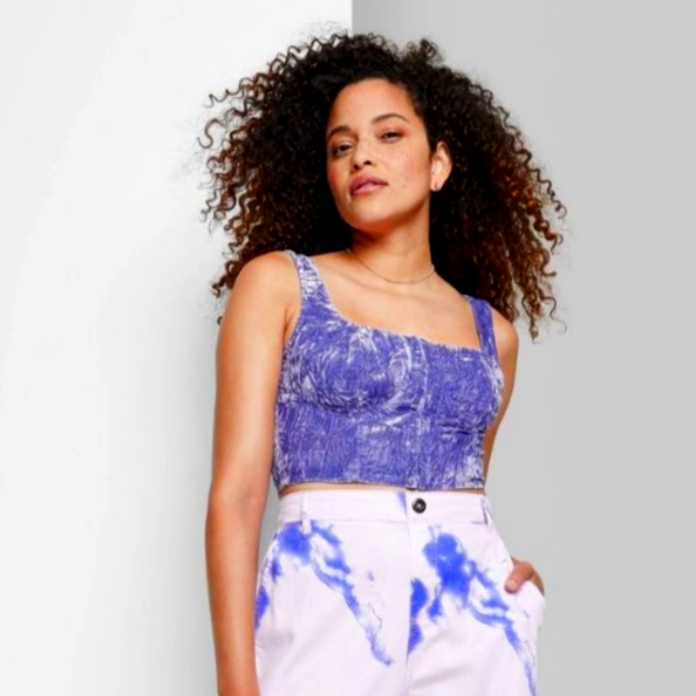 Crushed Velvet Corset Style Crop Top
